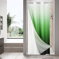 MitoVilla Emerald Green Ombre Waffle Small Stall Shower Curtain Liner Set 36 x 74, No Hooks Needed Half Size Narrow Fabric Cloth Shower Curtain Set with Snap-in Liner for Modern Bathroom Decor