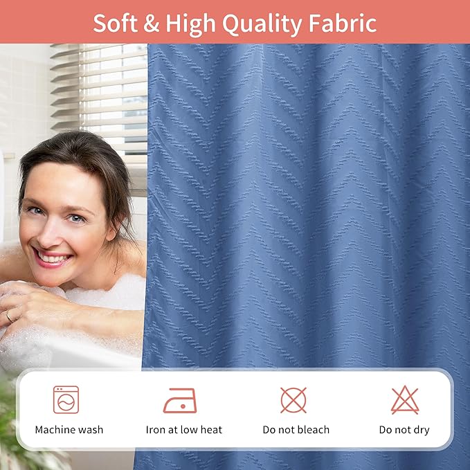 Hookless Shower Curtain with Snap in Liner 71" x 86" Double-Layer Waterproof Polyester Shower Curtain for Bathroom or Hotel Use,Removable Liner,Magnetic Hem,Large Rings,Machine Washable,Navy Blue