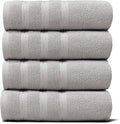 Hearth & Harbor Luxury Hand Towels - 100% Ring Spun Cotton Hand Towels for Bathroom, Shower, Spa, Soft & Absorbent Towels, 4 Piece Set, Light Gray
