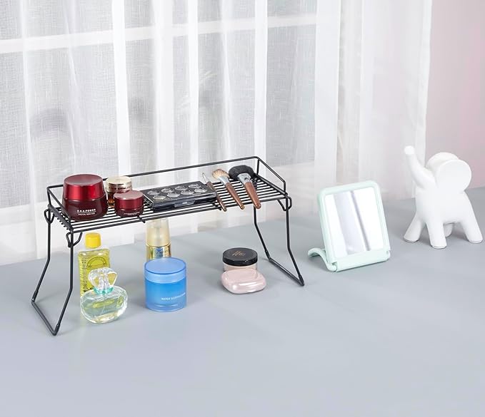 Metal The Sink Vanity Organizer, Bathroom or Kitchen Sink Organizer, Feminine Products Organizer (Black)