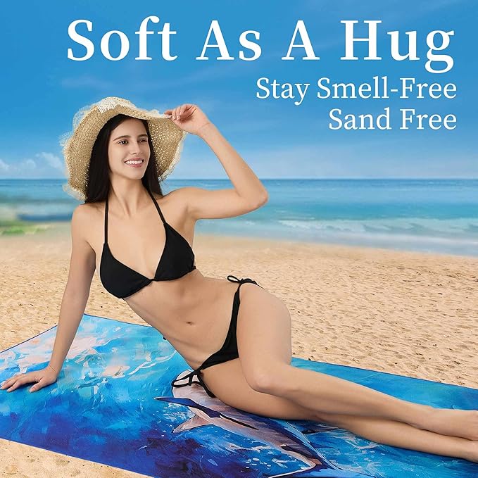 Microfiber Extra Large, Oversized Turtle Beach Towels (70''x35'') - 2 Pack XL Quick Dry Striped Towels for Adults ，Sand Free for Pool, Spa, Swim & Travel - Ultra Absorbent & Lightweight