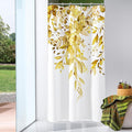 Gibelle Small Stall Shower Curtain 36 x 72, Narrow Yellow Floral Shower Curtain for Bathroom, Watercolor Plant Eucalyptus Leaves Fabric Shower Curtain Set