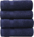 SOFE H&L | Olea Luxury Turkish Cotton Hand Towels Set of 4 Navy | Premium, Soft, Durable, Absorbent | Hotel Quality Plush Towels and Thick Towel Sets