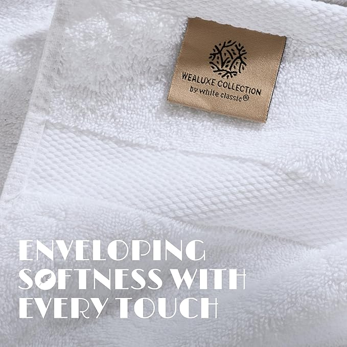 Wealuxe White Bath Towels 27x54 Inch, Cotton Towel Set for Bathroom, Hotel, Gym, Spa, Soft Extra Absorbent Quick Dry 4 Pack