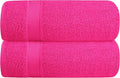 Belizzi Home Cotton 2 Pack Oversized Bath Towel Set 28x55 inches, Large Bath Towels, Ultra Absorbant Compact Quickdry & Lightweight Towel, Ideal for Gym Travel Camp Pool - Hot Pink