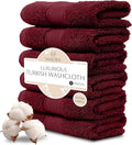 MAURA 6-Pack Premium Turkish Washcloth Set - Ultimate Luxury with Soft, Thick, Super Absorbent, and Oversized Cotton Face Towels - Ideal for a Hotel & Spa Quality Experience in Classic Burgundy