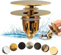 Artiwell Universal Bathroom Sink Drain Stopper, Fits Most Pop-Up Drains for Vessel Sink Lavatory Vanity, Sink Drain Strainer with Detachable Hair Catcher, Tested by Plumber in US (Brushed Gold)