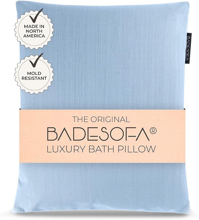 BADESOFA® Luxury Bath Pillow S - Ultra Comfortable & Quick-Drying Bath Back Pillow - Washable Full Body Bath Pillow for Bathtub - Therapeutic Head and Neck Support - Luxury Spa Cushion in Blue