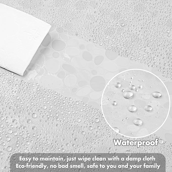 WELTRXE Shower Curtain Liner Waterproof, 8G Thick EVA, Heavy Duty Shower Liner with Magnets, 3D Pebble Bath Curtain for Stall, Bathtubs Bathroom, 72 x 72, 12 Hooks