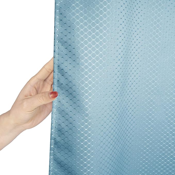 AooHome 36x72 Inch Stall Size Shower Curtain, Soft Fabric Waffle Weave Bathroom Curtain with Hooks, Weighted Hem, Heavy Duty, Water Repellent, Light Blue