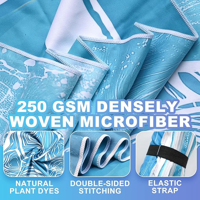 Beach Towels Oversized - 2 Pack 78'' X 35''(200 x 90 cm) Extra Large Beach Towels, 250 GSM Thicken Microfiber Sand Free Lightweight Quick Dry Beach Towel, Yoga Pool Gym Camping Travel Towel for Adults