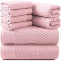REDKISS Luxury 8-Piece Pink Towel Set, 2 Bath Towels, 2 Hand Towels, 4 Washcloths, 100% Cotton, Quick Dry, Highly Absorbent Towels for Bathroom, Gym, Hotel, Spa