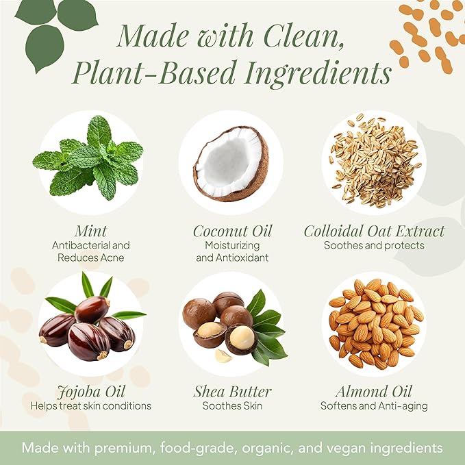 Saavy Naturals Organic Soap Minty Oat - Plant Based Ingredients(1LB)
