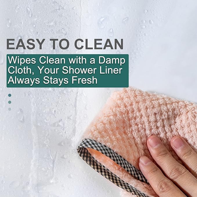 AmazerBath Plastic Shower Curtain Clear Premium PEVA, Clear Shower Curtain Heavy Duty 8G, Weighted Shower Curtains for Bathroom Accessories with 3 Big Stones and 12 Rustproof Grommets, 72x72 Inches