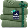 DAN River Extra Large Bath Towels Set of 4, 30 x 60 Inches - 100% Cotton Larger & Lighter Weight Towels for Bathroom - Quicker to Dry, Super Soft & Highly Absorbent Towels for Home, Sage Green