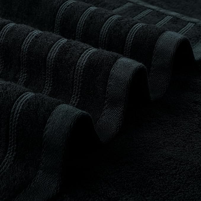Avalon Towels Bath Towels Set of 4, Size 30 x 60 Inches, Highly Soft and Absorbent, Quick Drying, Lightweight, Perfect for Daily Use (Black)