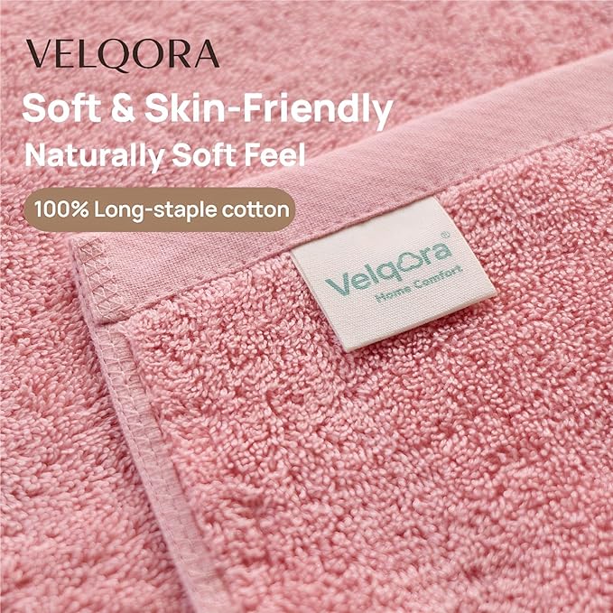 Cotton Bath Towel – Large 30x60 Inches, Soft, Thick & Absorbent Towel for Bathroom, Spa, or Home Use (Pink, 4 Pack – 30"x60")