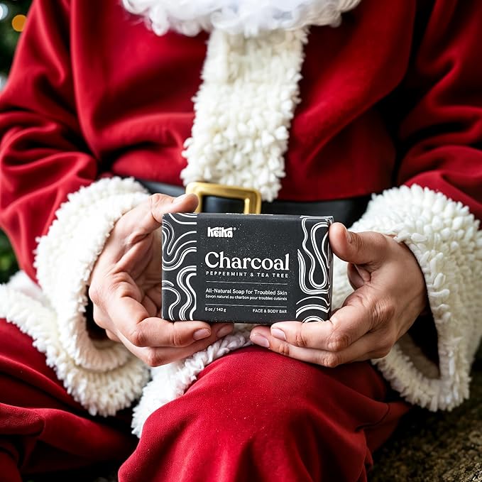 Keika Charcoal Black Soap Bar for Eczema, Psoriasis, Face, Body, Men Women Teens with Oily Skin, 5 oz.