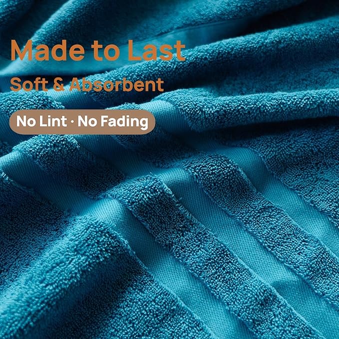 Cotton Bath Towel – Large 30x60 Inches, Soft, Thick & Absorbent Towel for Bathroom, Spa, or Home Use (Blue, 4 Pack – 30"x60")