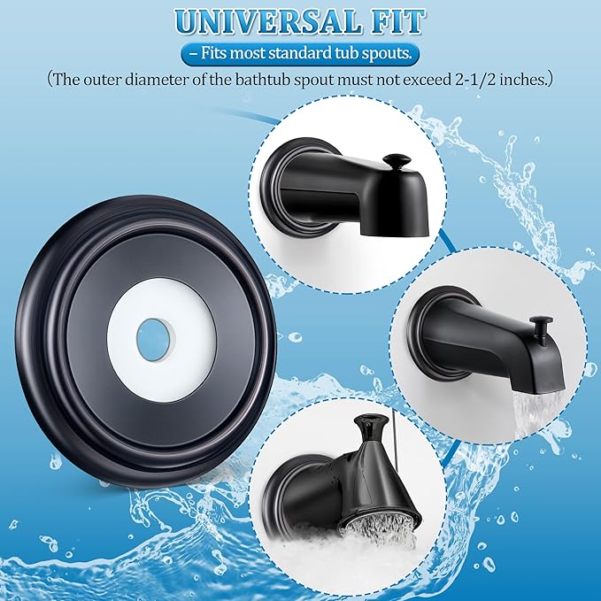 Enhon Metal Tub Spout Cover Ring, Bathroom Faucet Remodeling Wall Plate with Foam Gasket, 1-1/2 Inch ID and 3-5/8 Inch OD (Oil Rubbed Bronze)