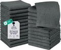 DAN RIVER 24 Pack Wash Cloths for Showering [12x12] - 100% Cotton Washcloths Premium Quality Flannel Face Cloths for Bathroom, Highly Absorbent and Soft Feel Wash Clothes, Gray