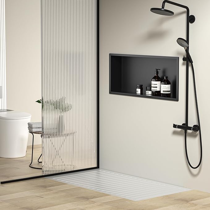 Stainless Steel Shower Niche 30" X 12" Matte Black No Tile Needed Horizontal Niche Shower Recessed Wall Niches for Bathroom Storage Over Mount Installation