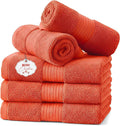 Ample Decor Washcloths Pack of 5 12 X 12 Inch, 600 GSM 100% Cotton Soft Absorbent, Premium Quality Durable Machine Washable, Ideal for Bathroom, Pool, Hotel, Spa – Orange