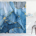 Extra Long Shower Curtain 72 x 96 Inch, Blue Floor to Ceiling X-Long Abstract Marble Shower Curtains for Bathroom, Modern Luxury Art Ink Fabric Shower Curtain Set with Hooks