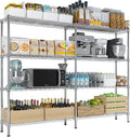 4 Tier Storage Racks Shelving, Heavy Steel Pantry Shelves, Adjustable Wire Shelving Rack, Suitable for Garage, Kitchens, Offices, 57.9" W x 13.8" D x 59" H, Chrome