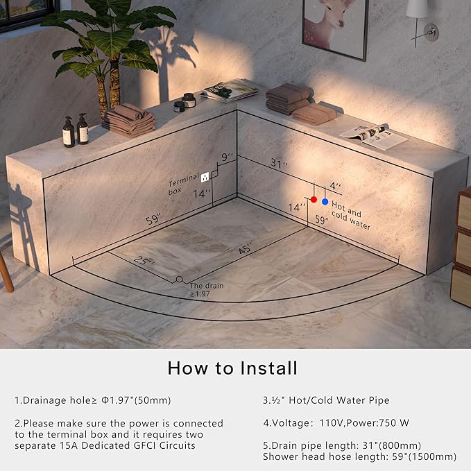 Empava 59" Corner Whirlpool Bathtub for 2-Person, Luxury Jetted Spa Tub with 10 Hydro Massage Jets, Built-In Heater, Chromatherapy LED Lights & Constant Heat System, ETL Certified Acrylic Tub