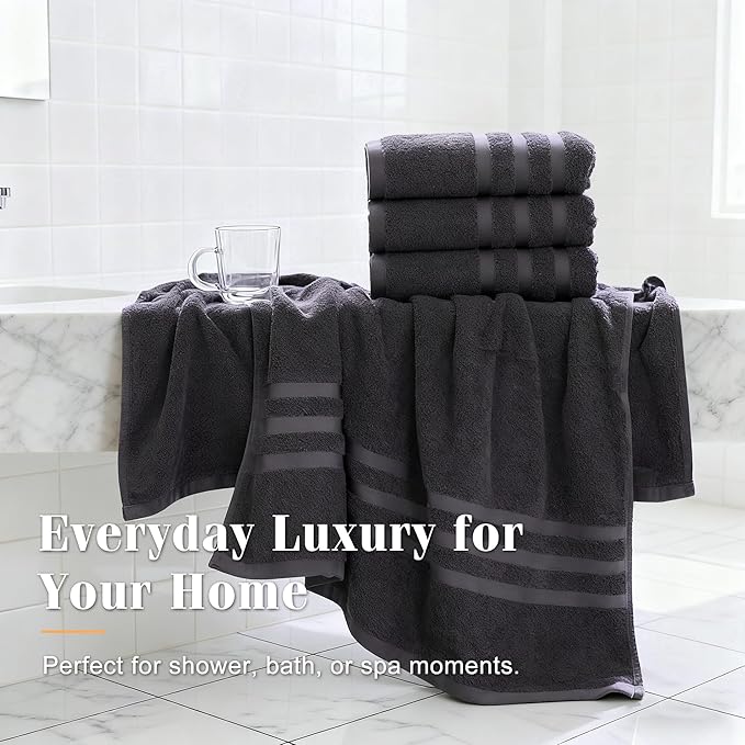 Cotton Bath Towel – Large 30x60 Inches, Soft, Thick & Absorbent Towel for Bathroom, Spa, or Home Use (Gray, 4 Pack – 30"x60")