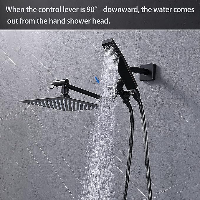 G-Promise Solid Metal Shower Arm Diverter with Holder for Hand Held Showerhead and Fixed Spray Head, G 1/2 3-Way Bathroom Universal Diverter System Replacement Part (Oil Rubbed Bronze)