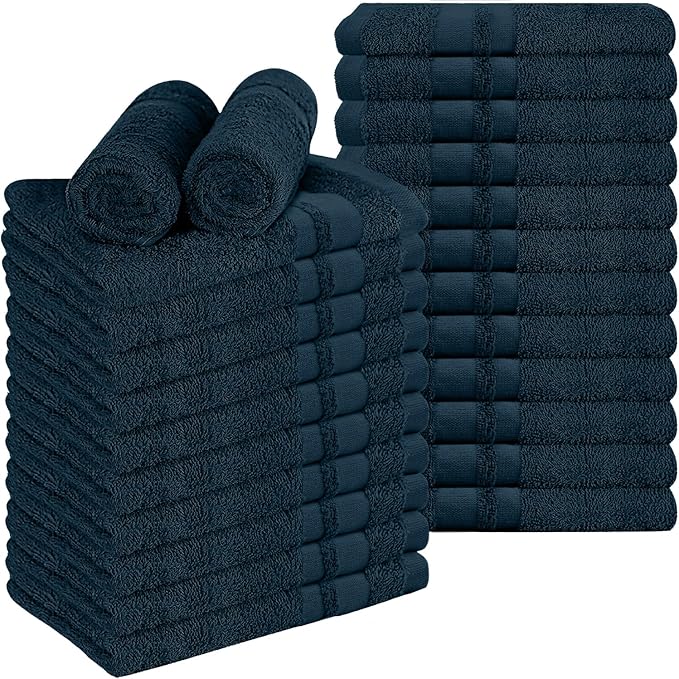 RIVERSIDE Pack of 24 Salon Towels Set – 16 x 26 Inches, 100% Ring Spun Cotton Highly Absorbent and Quick Dry Towels for Salon, Hand, Barber, Gym, Home & Hair Care, Navy