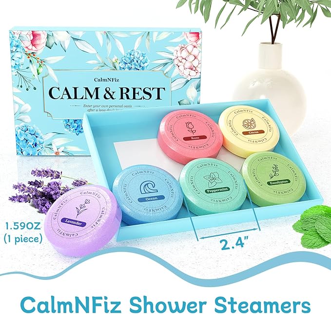 6 Pack Shower Steamers Aromatherapy, Stocking Stuffers for Women Men, Birthday Gifts for Her, Christmas White Elephant Gifts for Mom Adults Teen, Relaxation Self Care Natural Essential Oil