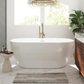 FerdY Nauru 59" Freestanding Bathtub,Gracefully Shaped Freestanding Soaking tub, Glossy White, cUPC Certified, Chrome Drain & Classic Slooted Overflow Assembly Included