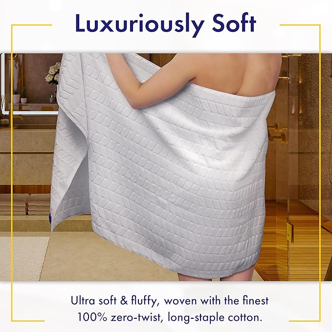 Ultra Soft & Stylish 700 GSM Luxury Washcloth Set (6 Piece - 13 x 13 in.) - 100% Zero-Twist, Long-Staple Cotton - Remarkably Absorbent Washcloths (White)