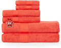 Ample Decor 100% Cotton Luxury 6 Piece Towels Set, 2 Bath Towels, 2 Hand Towels, 2 Wash Cloths for Bathroom - Orange Towel Sets