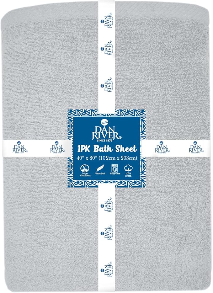 DAN RIVER Pack of 1 Bath Sheet 40x80 Inches, Extra Large Oversized Bath Towels, Thick Absorbent Hotel Bath Towels - Highrise