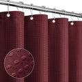 Gibelle Small Stall Shower Curtain 36 x 72, Narrow Half Waffle Weave Textured Fabric Shower Curtain for Bathroom, Water Repellent, Machine Washable, Burgundy