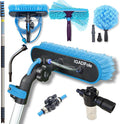 IGADPole 28 FT Water-Fed Washing Kit with Soap-Dispenser, Brush, 10″ Squeegee & Cobweb Duster for Windows, Gutters, Solar Panels & Exterior Walls