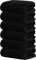 Tens Towels Pack of 6 Hand Towels, 100% Cotton, Lighter Weight, Quick to Dry, 16 x 28 Inches, Super Soft & Absorbent, Perfect for Bathroom & Kitchen, Black