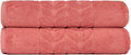 BAGNO MILANO Organic Turkish Cotton Bath Towels, Luxury Jacquard Collection, Certified Organic Highly Absorbent, Soft-Plush Towel Set (Coral Red, 2 Pcs Bath Towel Set)