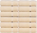 Luxury Hotel & Spa Towel 100% Genuine Turkish Cotton Wash Cloths - Beige - Dobby Border - Set of 12