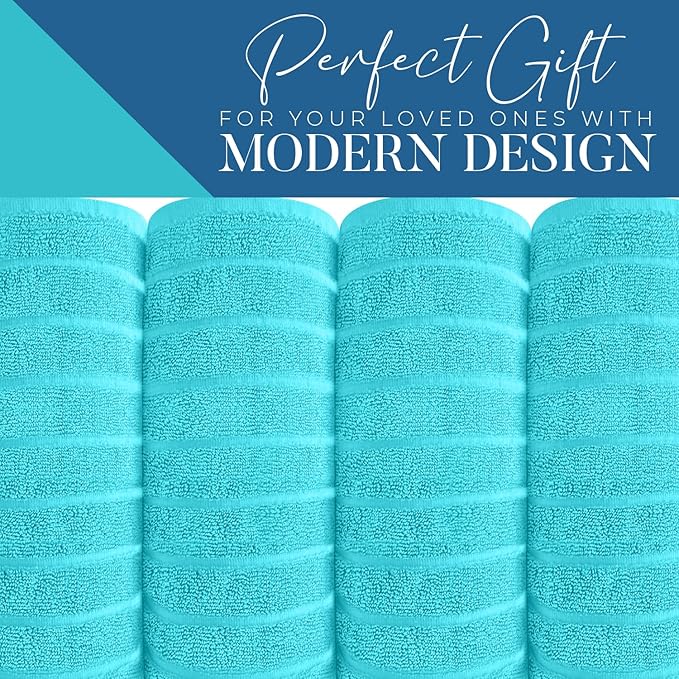 DAN RIVER Pack of 2 Bath Sheet 35x70 Inches, Ribbed Jumbo Bath Sheets for Adults, Thick and Absorbent Large Towels - Aqua