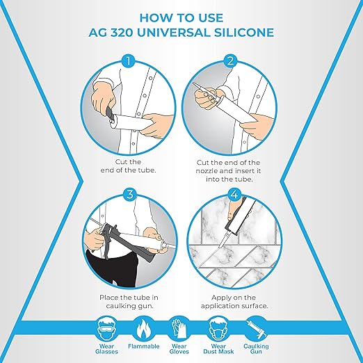 Adhesive Guru Clear Silicone Sealant Waterproof (24 x 10.15 fl.oz.), All Purpose 100% Silicone Caulk, Weatherproof & Flexible Adhesive Sealant for Indoor and Outdoor Use, Transparent - 24 Pack