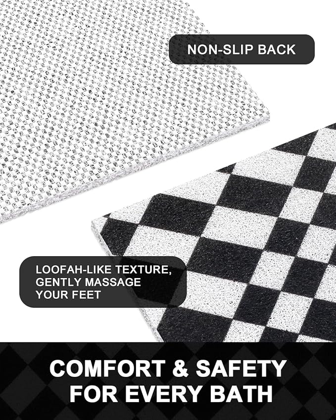Shower Mat Non Slip - Quick Drying Anti Slip Shower Mats for Inside Shower, Soft PVC Loofah Foot Scrubber Mat, Extra Large Bath Mat for Shower, Tub, Bathroom, Floor, Kitchen, Home, Pool, Hotel