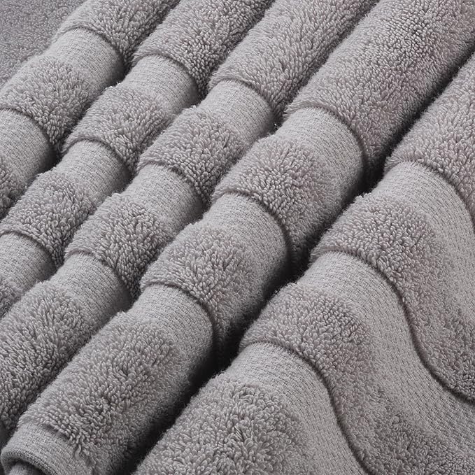 SOFE H&L | Olea Luxury Turkish Cotton Bath Towels Set of 6 : 2 Bath Towels 2 Hand Towels 2 Wash Cloths Cool Gray | Thick, Premium, Soft, Durable, Absorbent - Hotel Quality Towel Sets for Bathroom