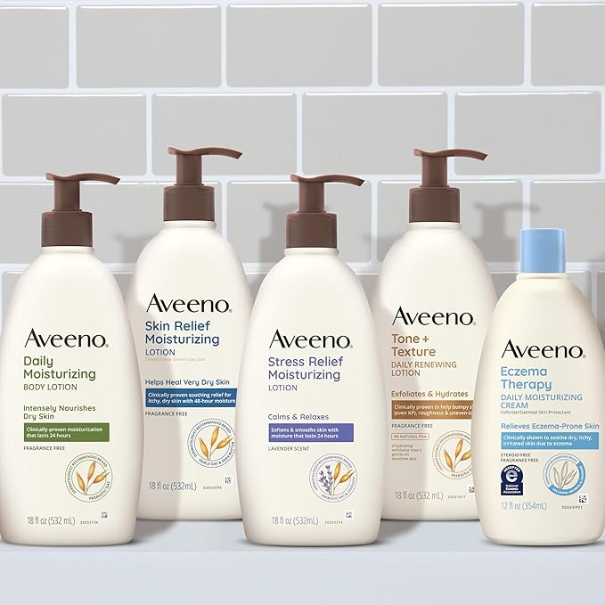 Aveeno Eczema Therapy Daily Moisturizing Body Cream for Sensitive Skin, Soothing Eczema Relief Cream, Colloidal Oatmeal & Ceramide for Dry & Itchy Skin, Steroid- & Fragrance-Free, 12 oz