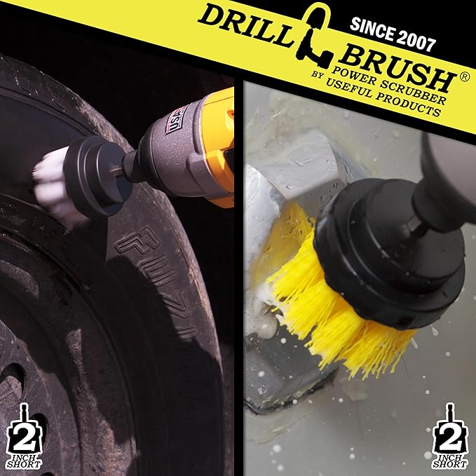 Bathroom Accessories - Drill Brush - Cleaning Supplies - Grout Cleaner - 2-inch Round Spin Brush - Scrub - Bathtub - Shower Curtain - Bath Mat - Hard Water Stain Remover - Shower Door - Glass Cleaner