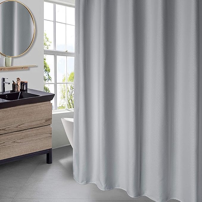 AooHome Extra Long 86" Shower Curtain, Fabric Bathroom Curtain Waffle Weave Pattern with Weighted Hem for Hotel, Heavyweight, Water Repellent, 72 Width by 86 Height Inch, Gray